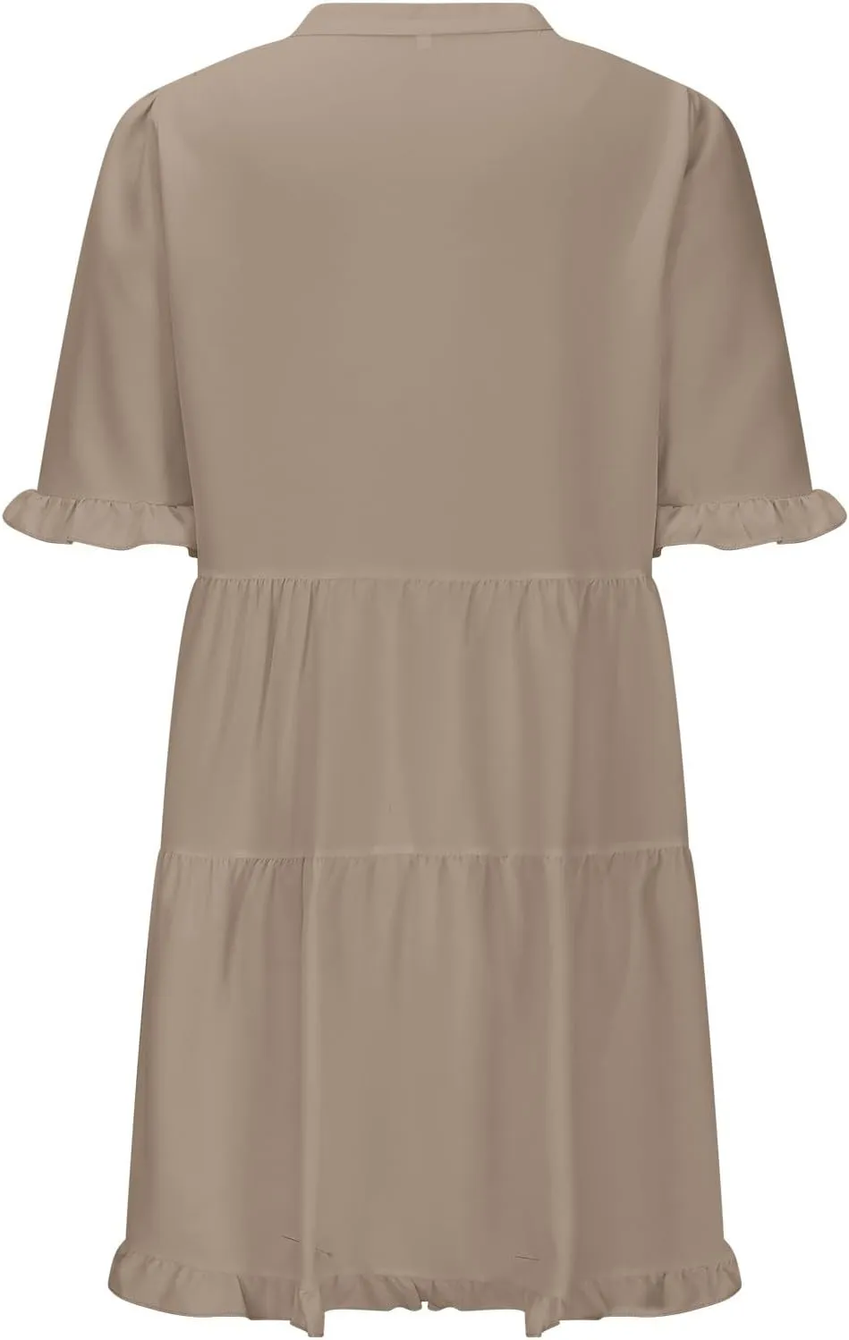 Casual Dresses for Women V Neck Pleated Oversized Flowing Dress Folded Solid Women Beach Vacation Dress