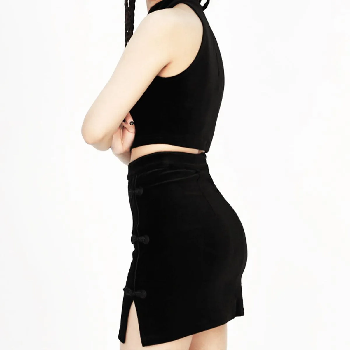 Cheongsam Qipao Black Aesthetic Skirt