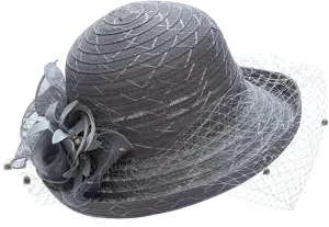 Church Hats for Women Black Lace Wide Brim Sun Hat Tea Party for Ladies Organza Weddings Hats Summer Sun Hats