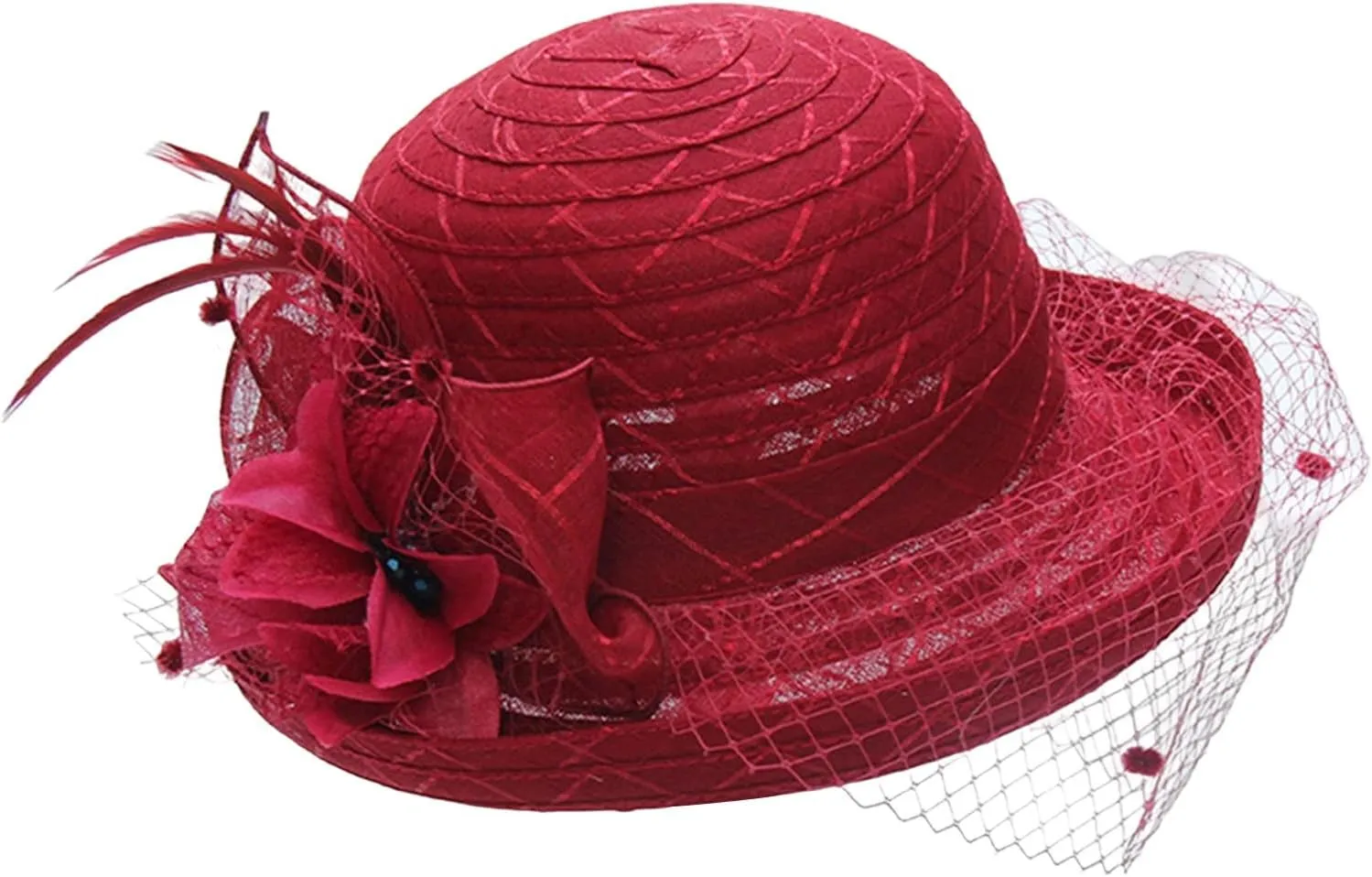 Church Hats for Women Black Lace Wide Brim Sun Hat Tea Party for Ladies Organza Weddings Hats Summer Sun Hats