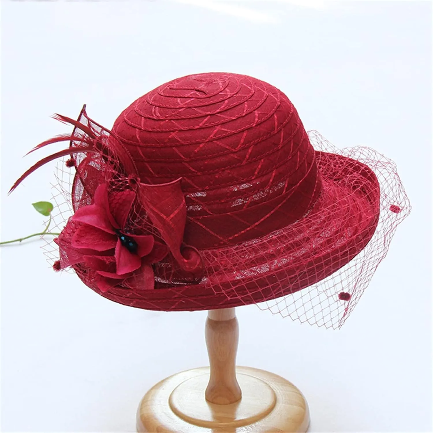 Church Hats for Women Black Lace Wide Brim Sun Hat Tea Party for Ladies Organza Weddings Hats Summer Sun Hats