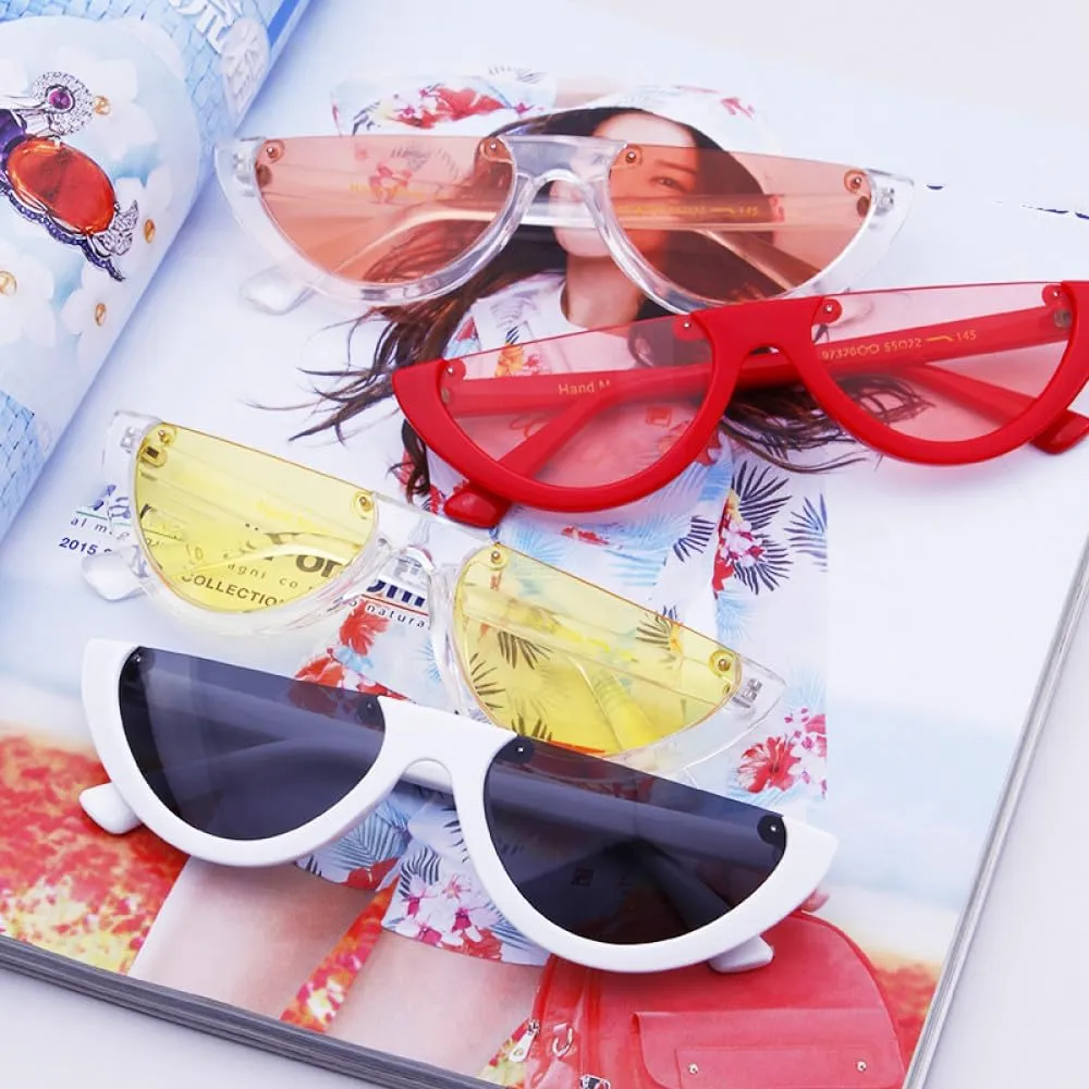 Cool Small Size Half Frame Cat Eye Sunglasses Women Fashion Sun glasses Vintage Shades UV400