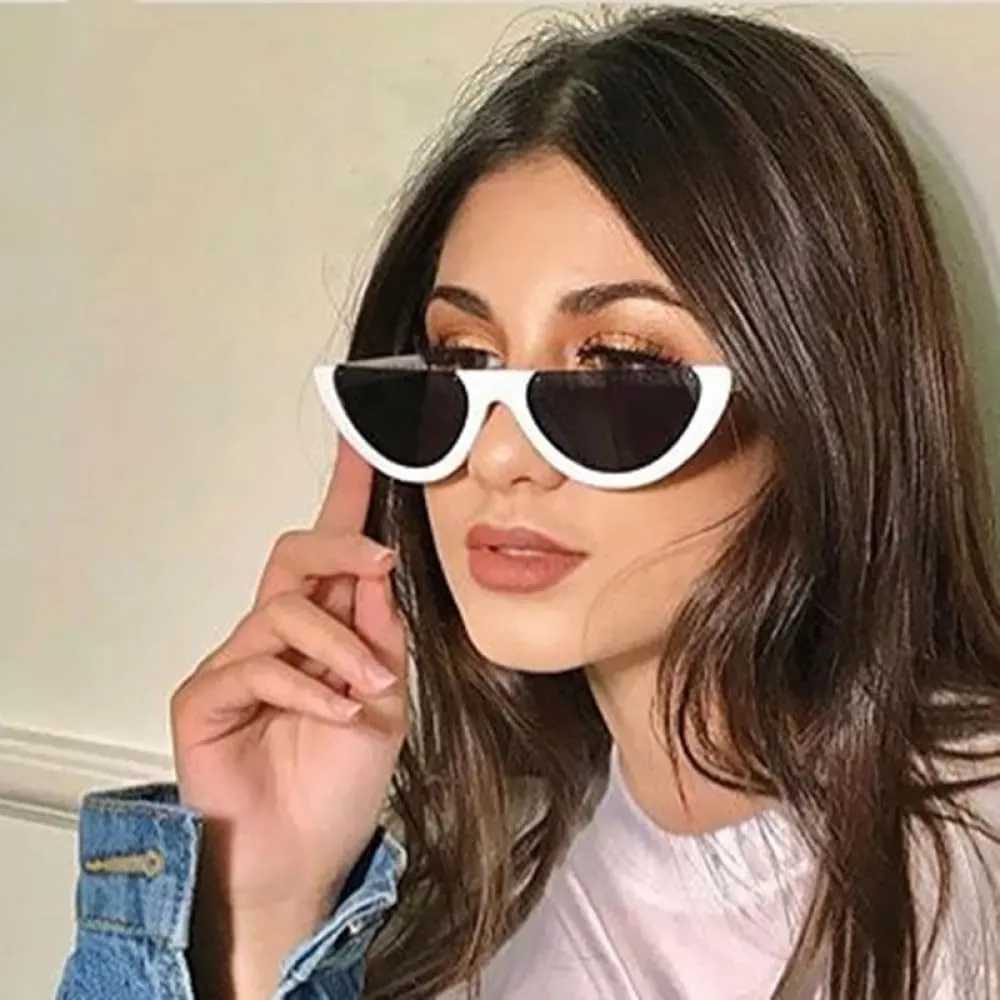 Cool Small Size Half Frame Cat Eye Sunglasses Women Fashion Sun glasses Vintage Shades UV400