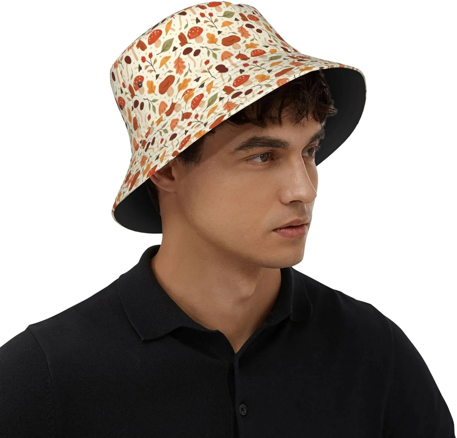 Cute Mushroom Print Sun Hats Summer Casual Wide Brim Bucket Hat Beach Travel Caps