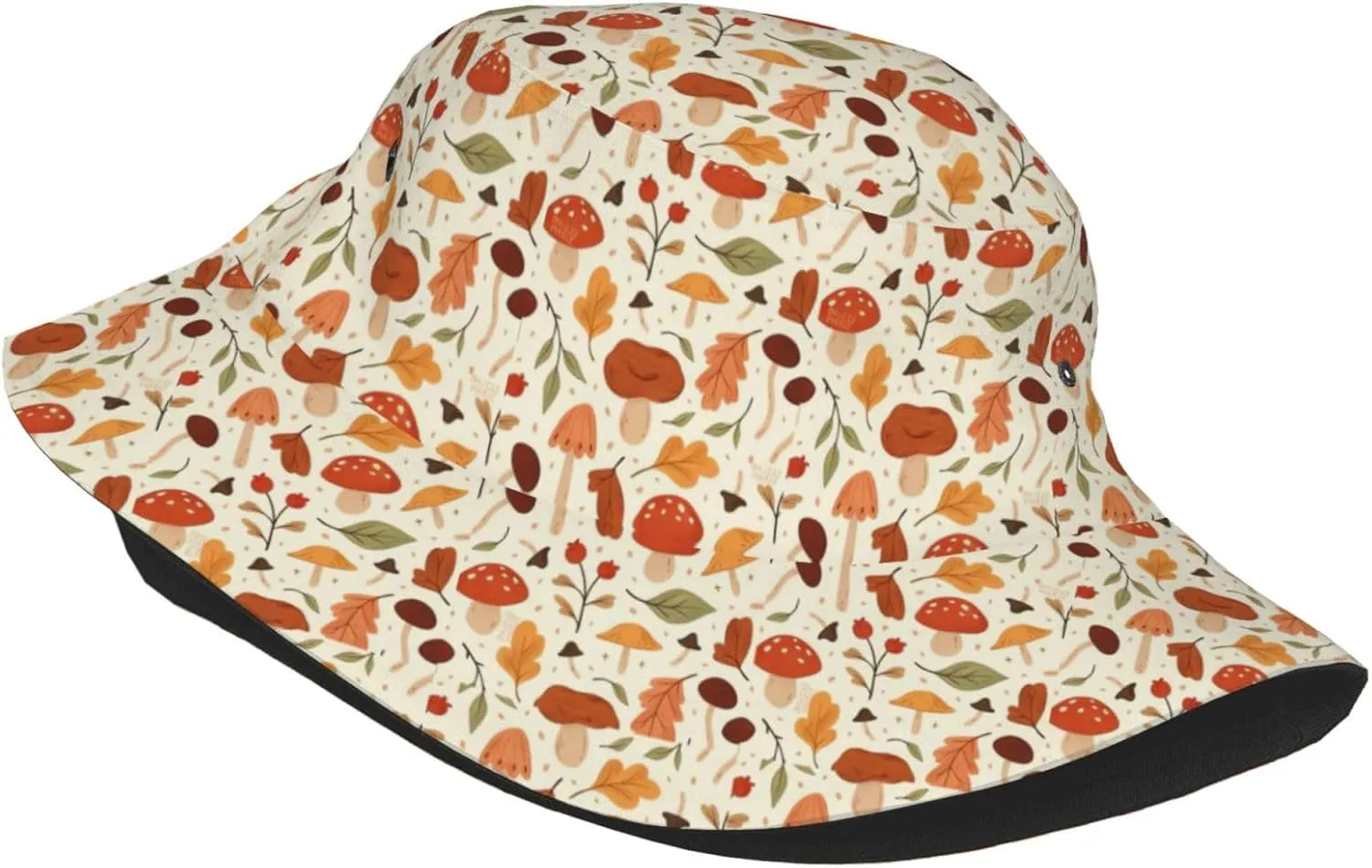 Cute Mushroom Print Sun Hats Summer Casual Wide Brim Bucket Hat Beach Travel Caps