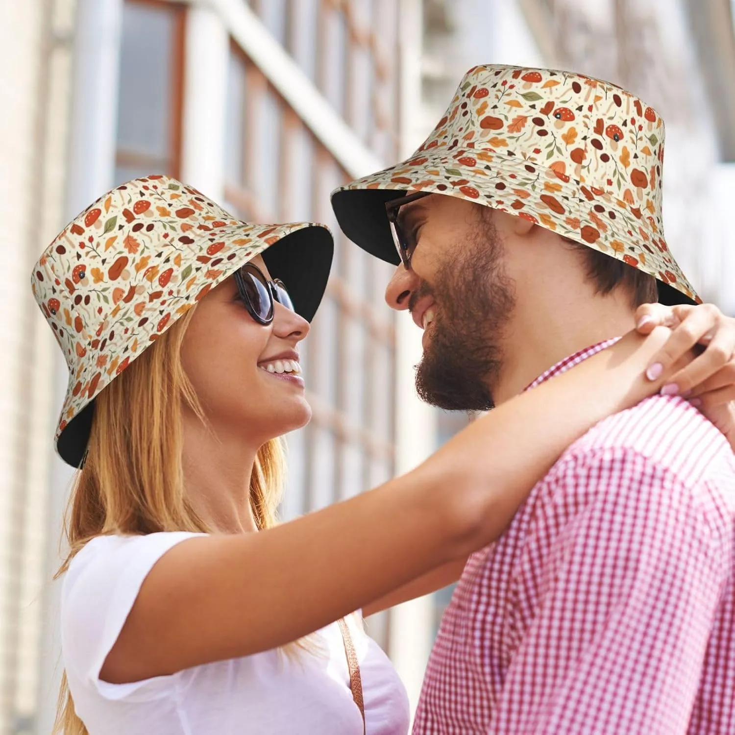 Cute Mushroom Print Sun Hats Summer Casual Wide Brim Bucket Hat Beach Travel Caps
