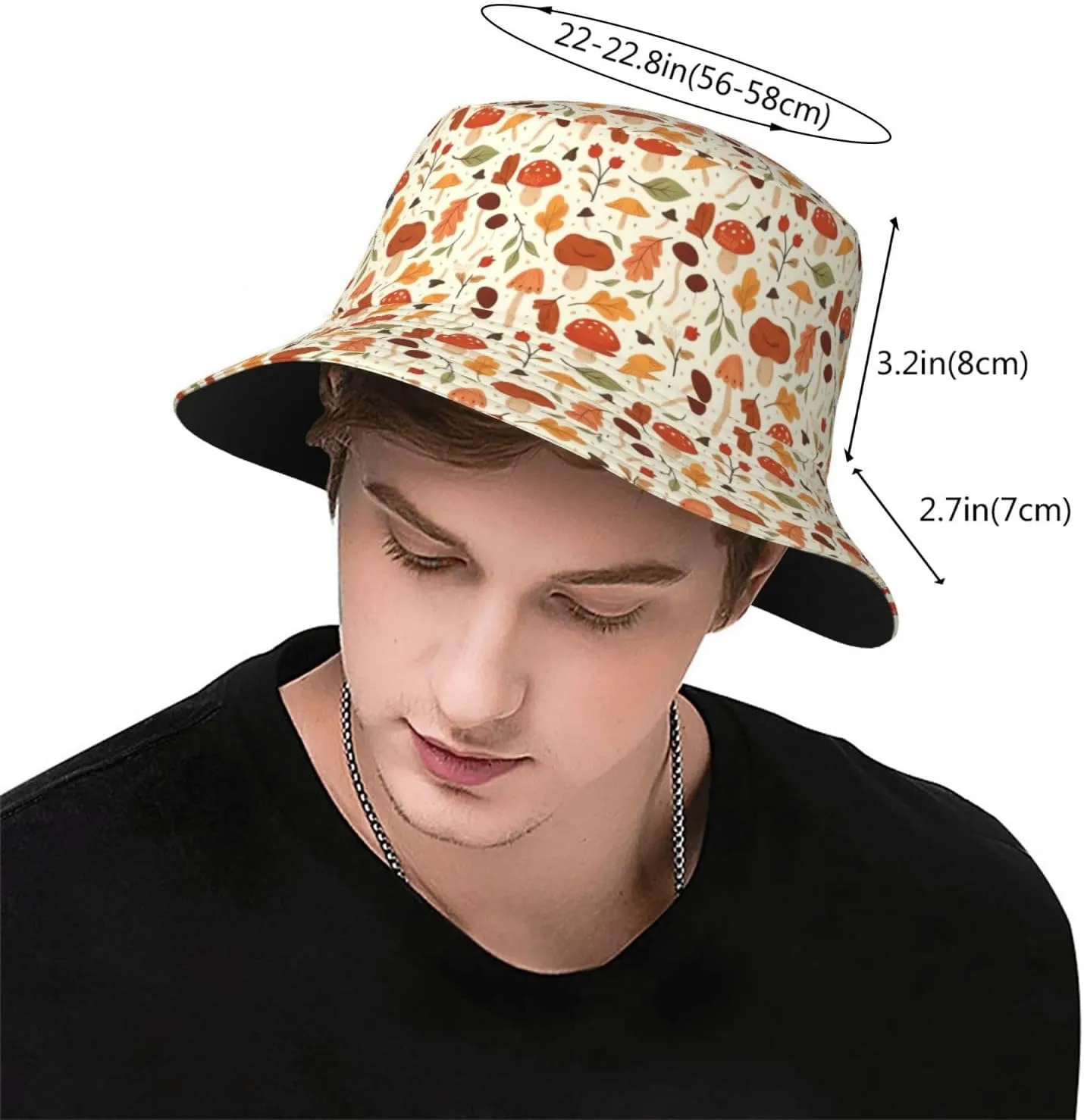Cute Mushroom Print Sun Hats Summer Casual Wide Brim Bucket Hat Beach Travel Caps