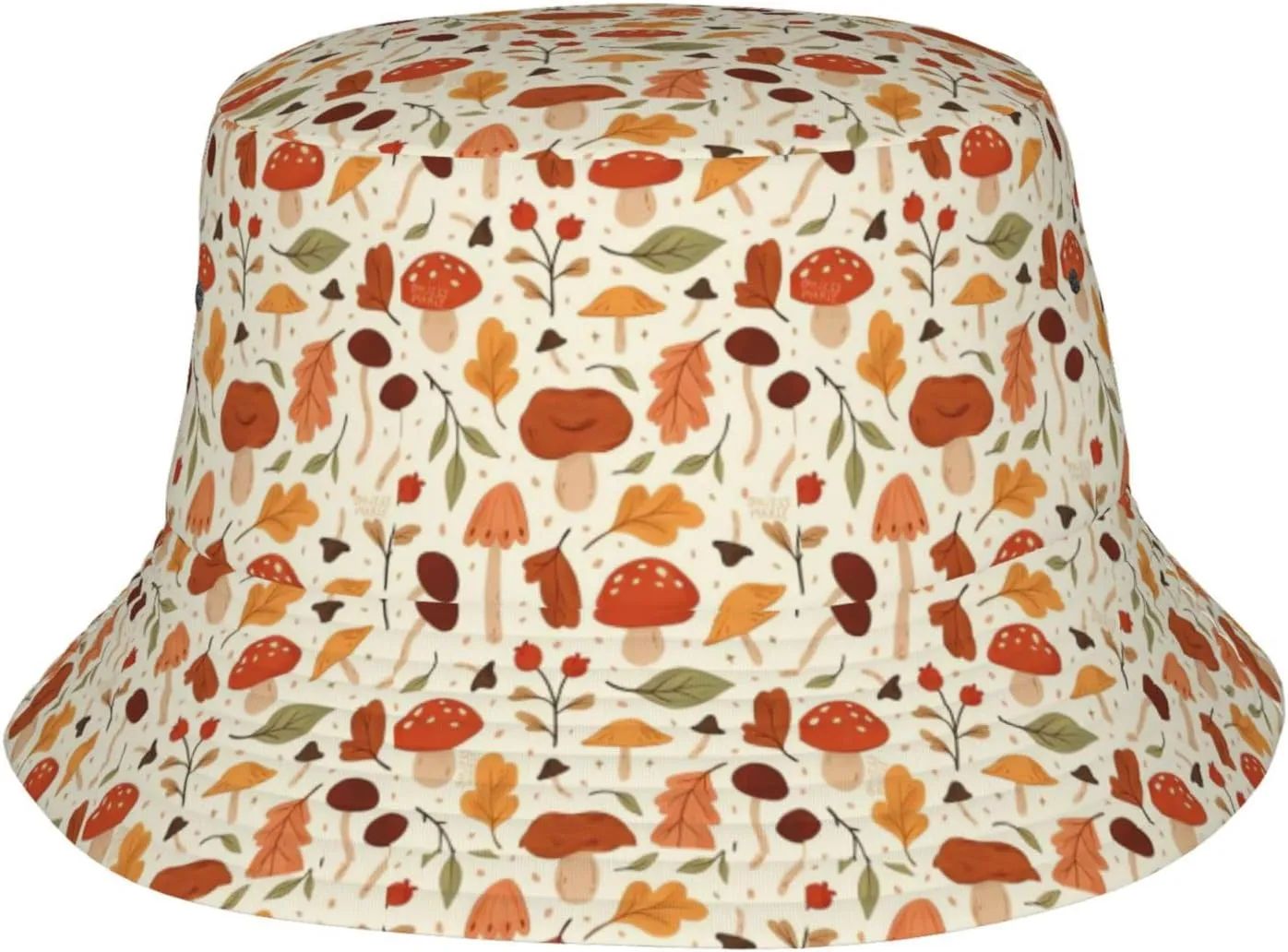 Cute Mushroom Print Sun Hats Summer Casual Wide Brim Bucket Hat Beach Travel Caps