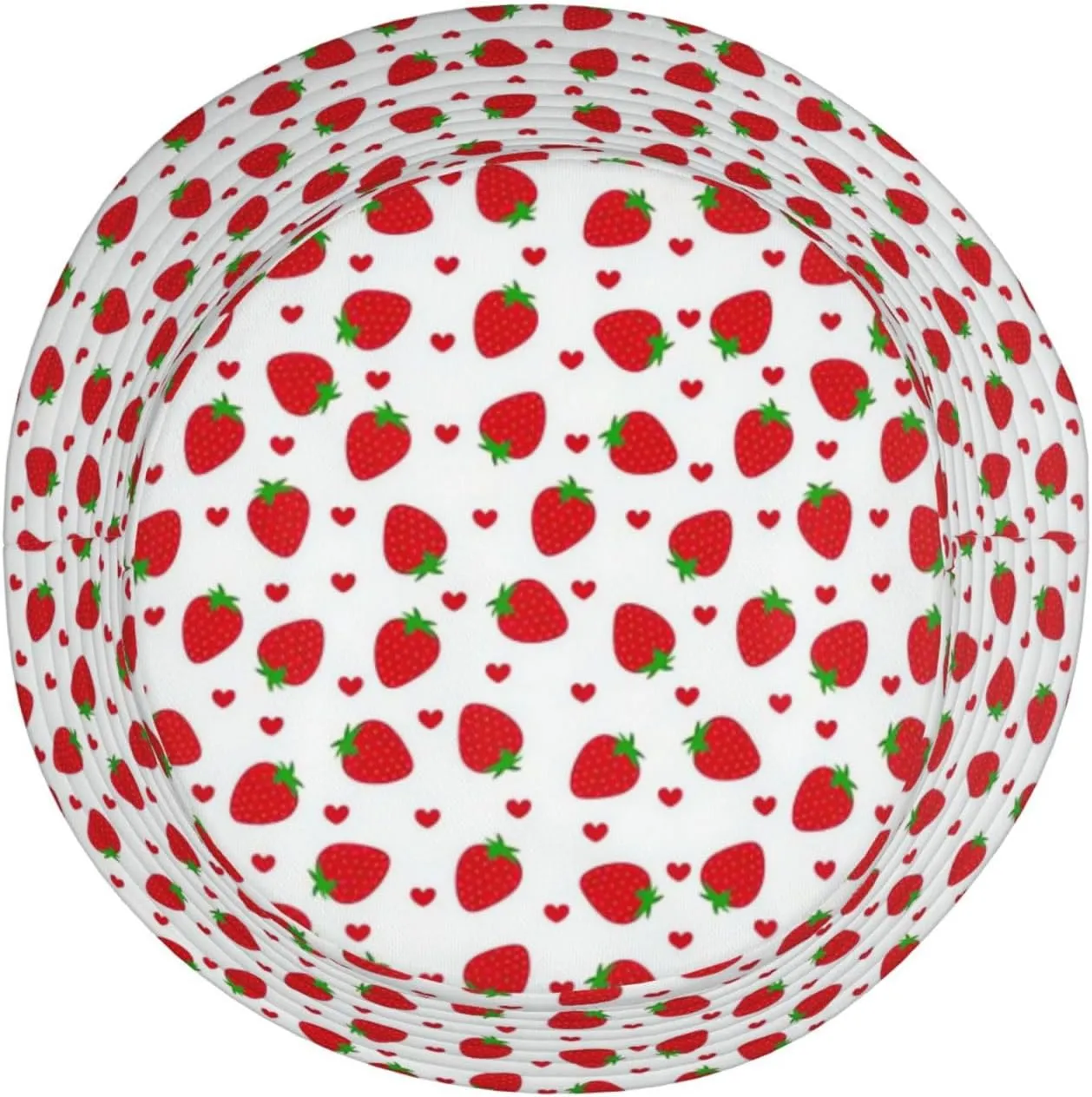 Cute Strawberry Print Bucket Hat for Men Women Wide Brim Fishing Beach Strawberry Sun Hats