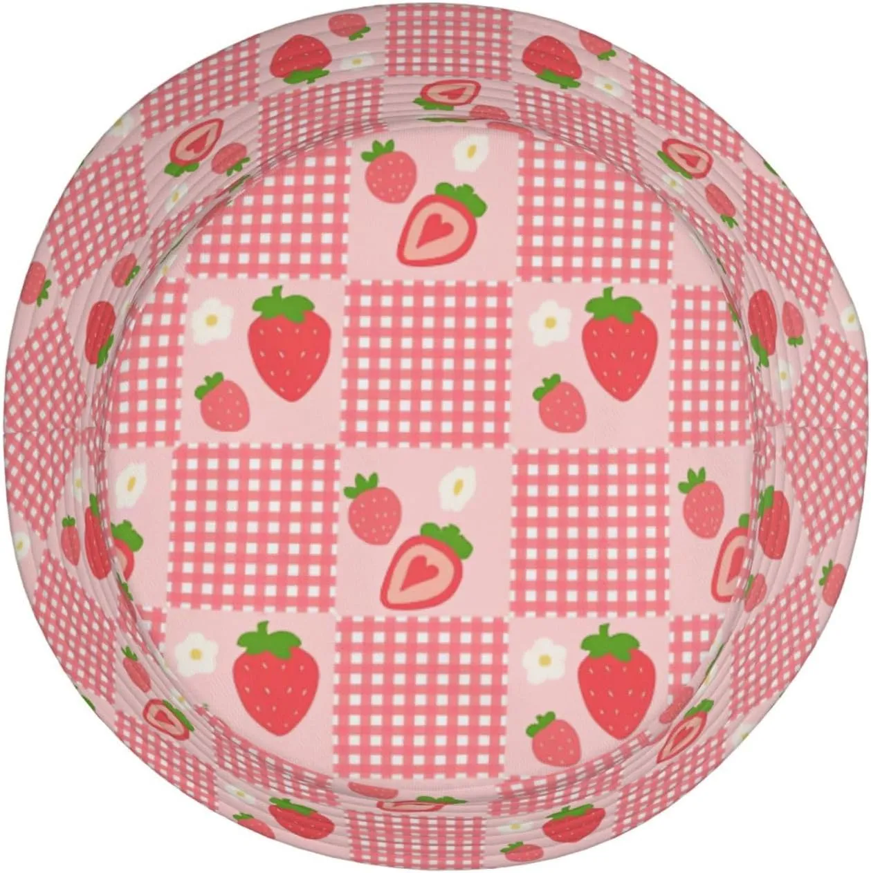 Cute Strawberry Print Bucket Hat for Men Women Wide Brim Fishing Beach Strawberry Sun Hats