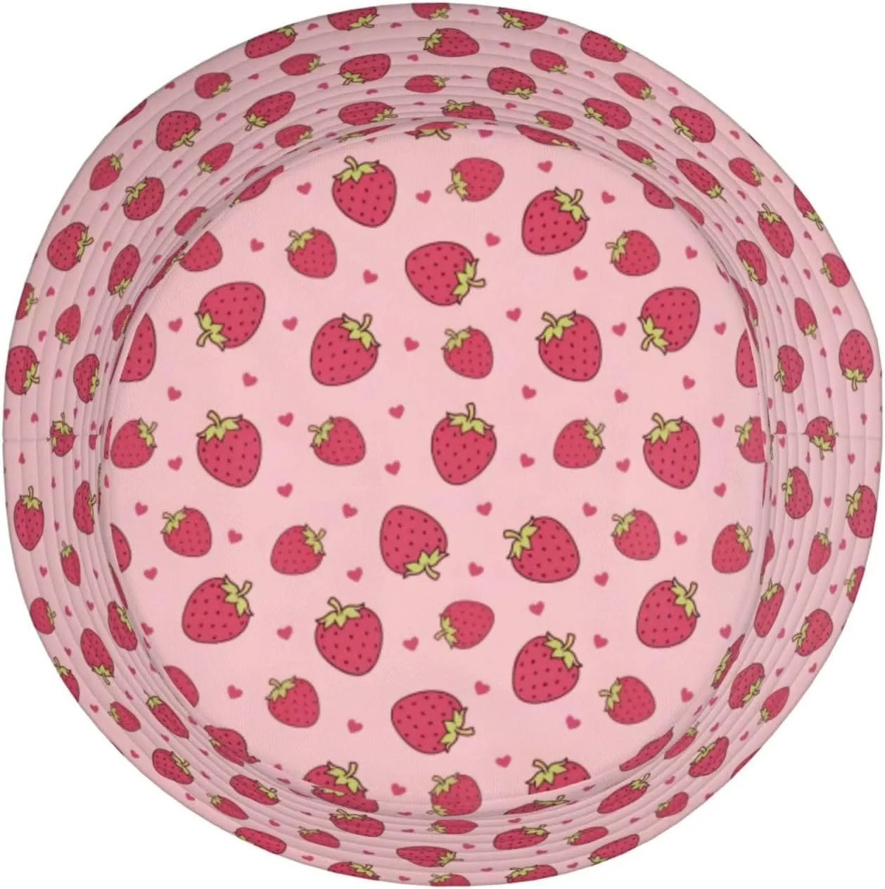 Cute Strawberry Print Bucket Hat for Men Women Wide Brim Fishing Beach Strawberry Sun Hats