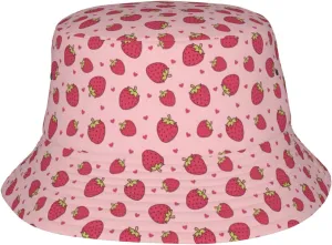 Cute Strawberry Print Bucket Hat for Men Women Wide Brim Fishing Beach Strawberry Sun Hats