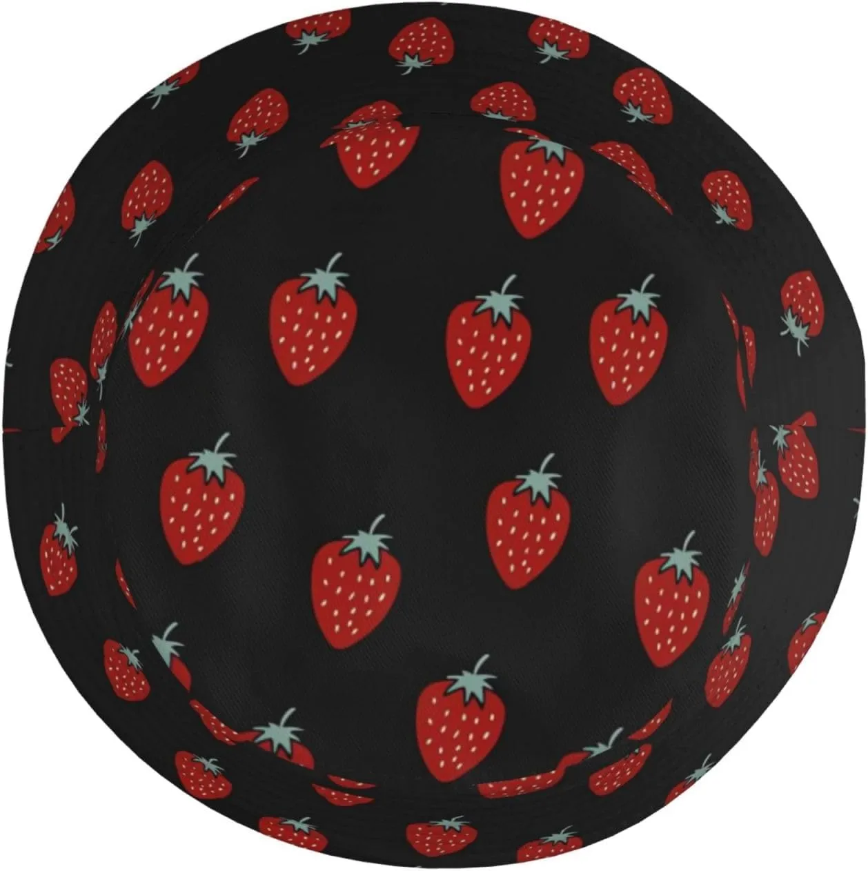 Cute Strawberry Print Bucket Hat for Men Women Wide Brim Fishing Beach Strawberry Sun Hats