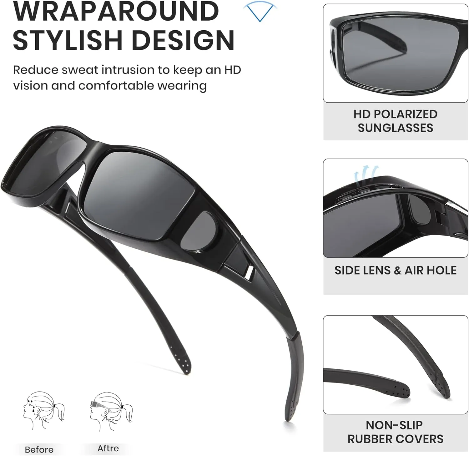 Cyxus Fit Over Sunglasses Polarized Sunglasses for Nearsighted People UV Protection Driving Sunglasses