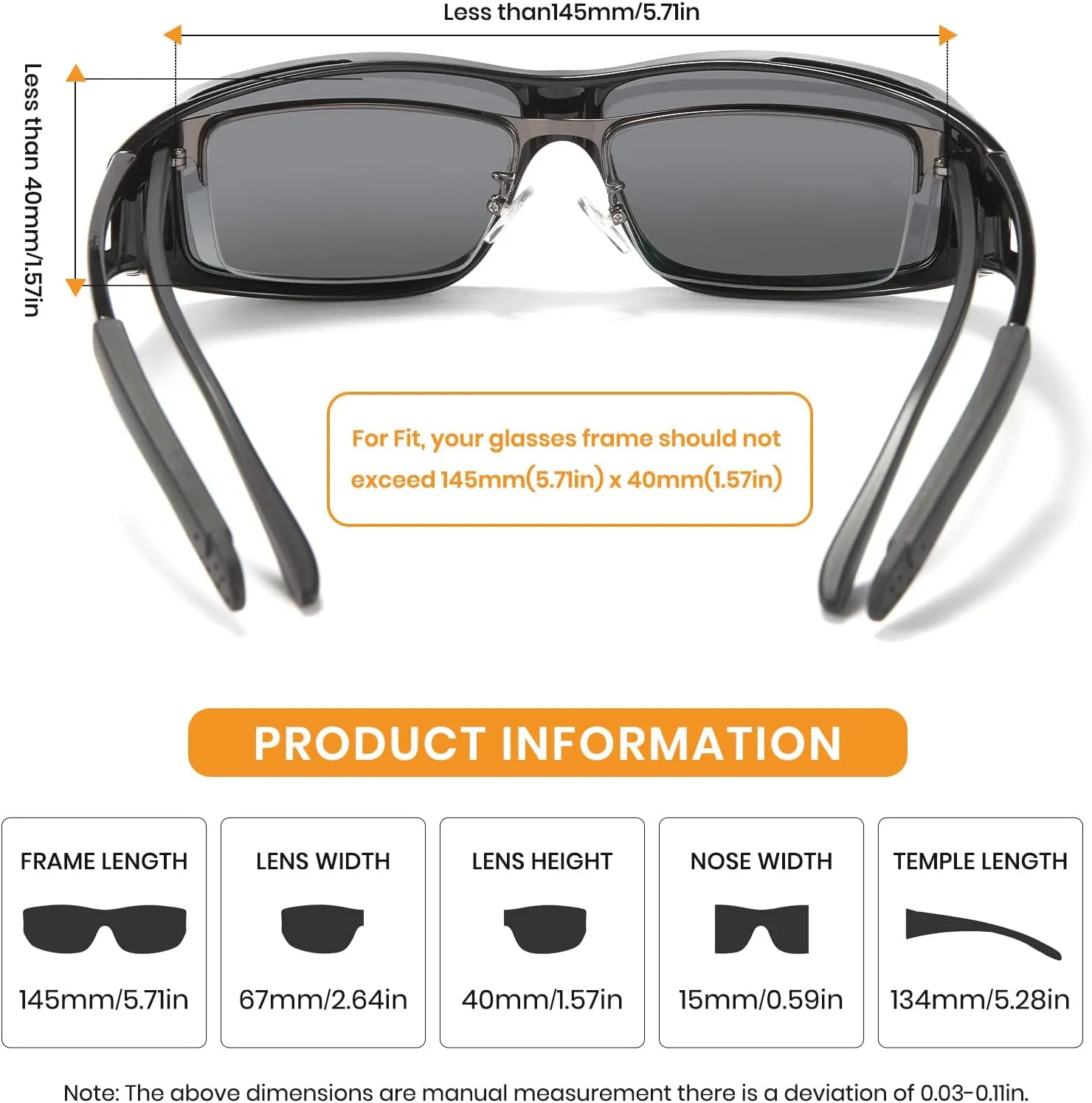 Cyxus Fit Over Sunglasses Polarized Sunglasses for Nearsighted People UV Protection Driving Sunglasses