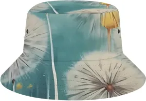 Dandelions Butterfly Print Bucket Hat for Men Women Summer Beach Sun Hats Outdoor Hiking Fishing Caps