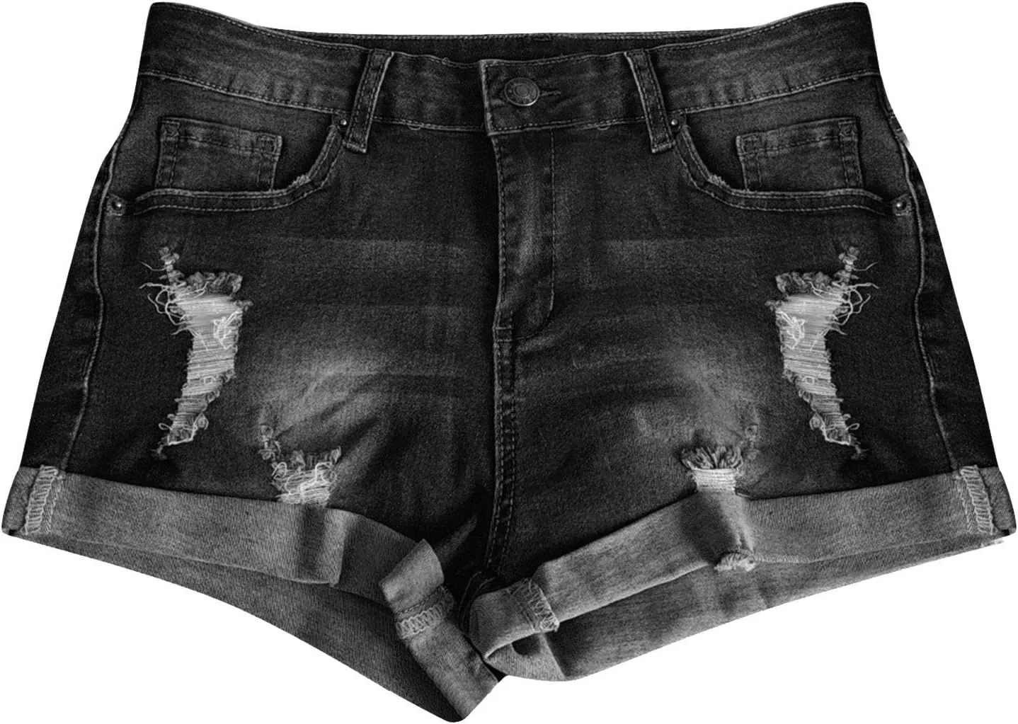 Denim Shorts for Women Mid Rise Ripped Jean Shorts Stretchy Folded Hem Hot Short Jeans 2024 Summer Sexy Hot Shorts