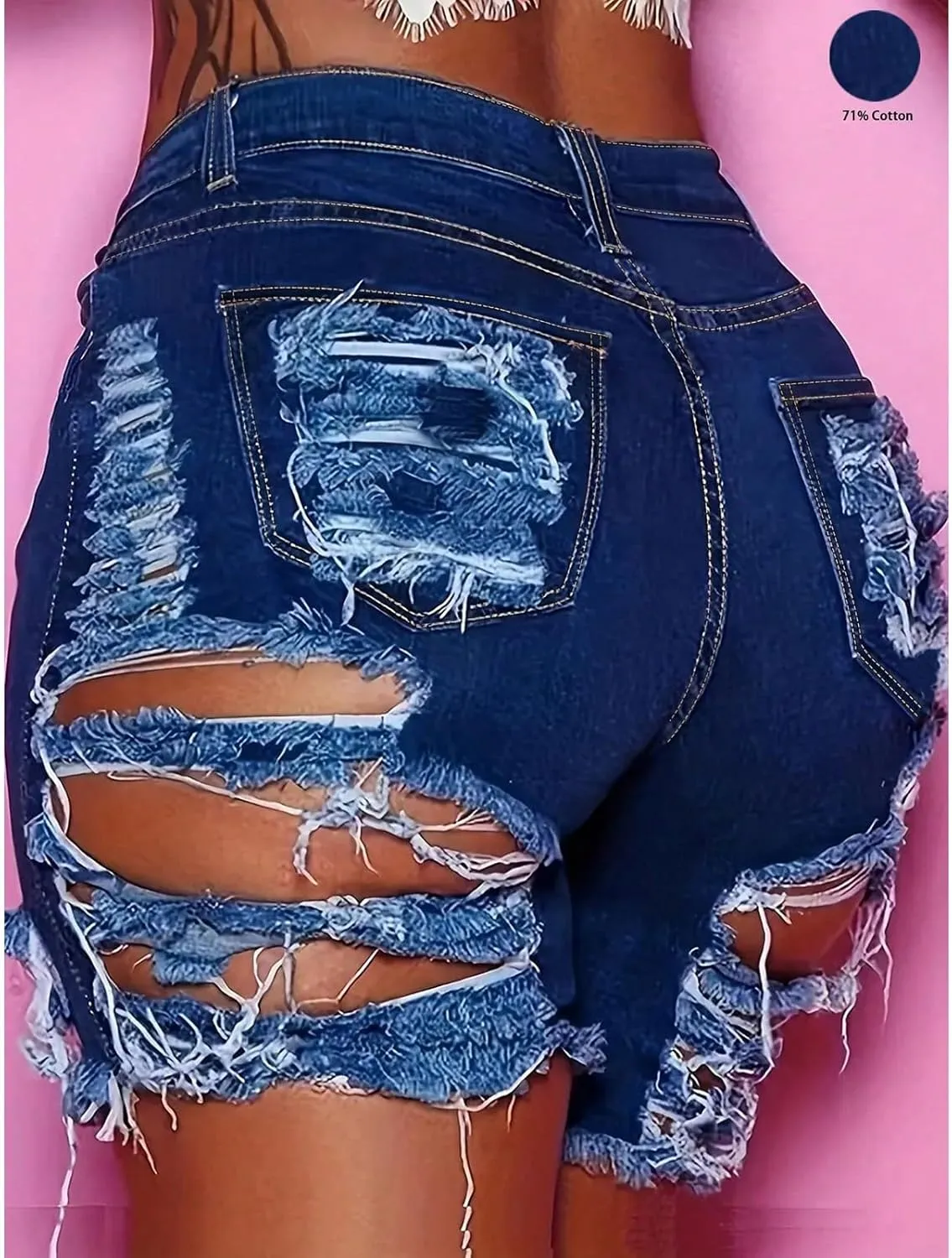 Denim Shorts Women Summer High Waisted Frayed Ripped Jean Shorts Booty Stretch Distressed Denim Short with Pockets
