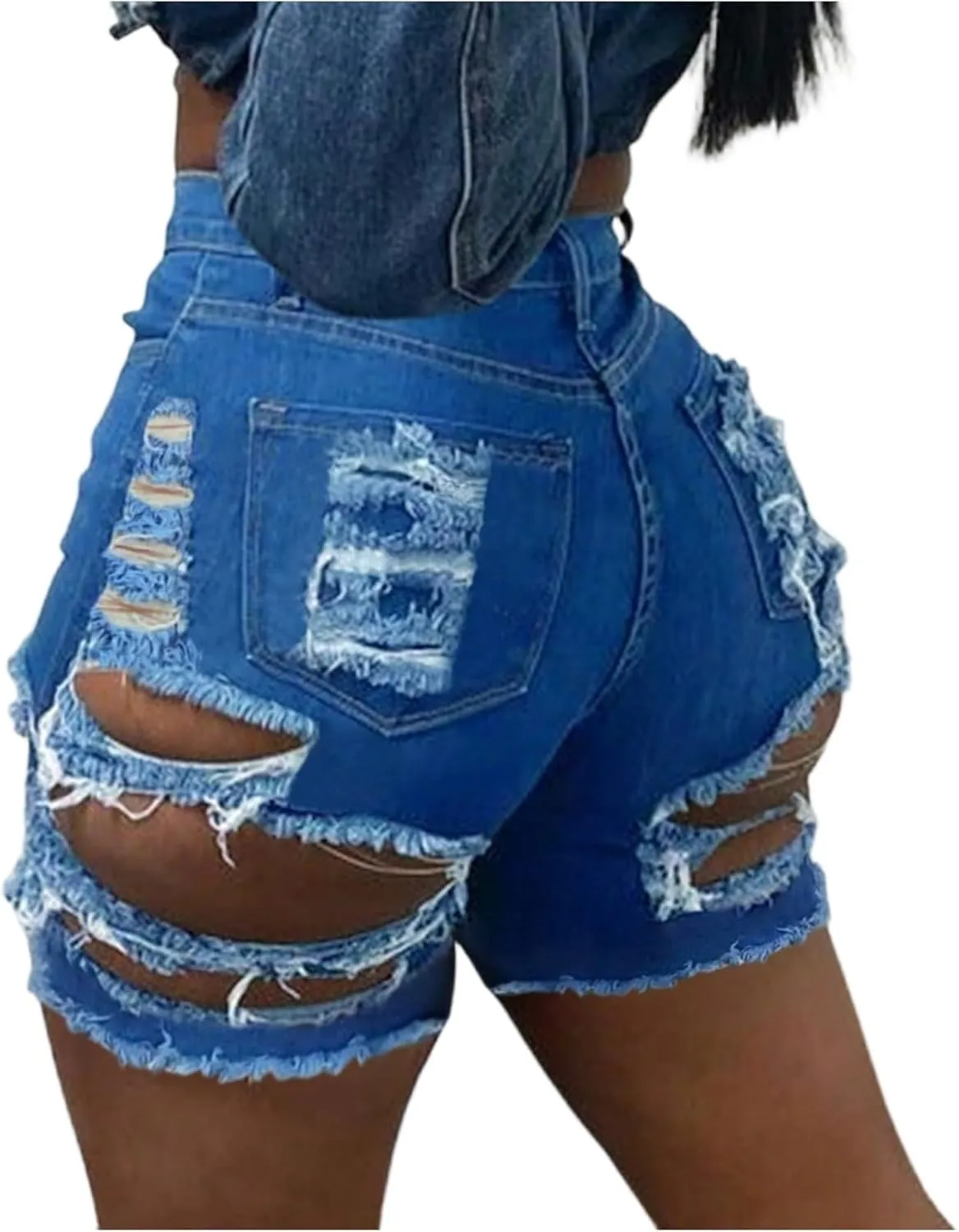 Denim Shorts Women Summer High Waisted Frayed Ripped Jean Shorts Booty Stretch Distressed Denim Short with Pockets