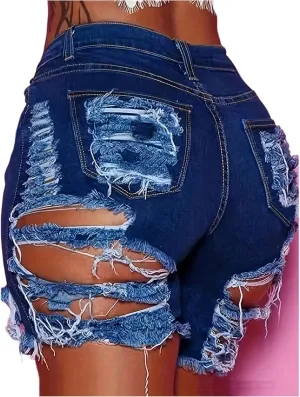 Denim Shorts Women Summer High Waisted Frayed Ripped Jean Shorts Booty Stretch Distressed Denim Short with Pockets
