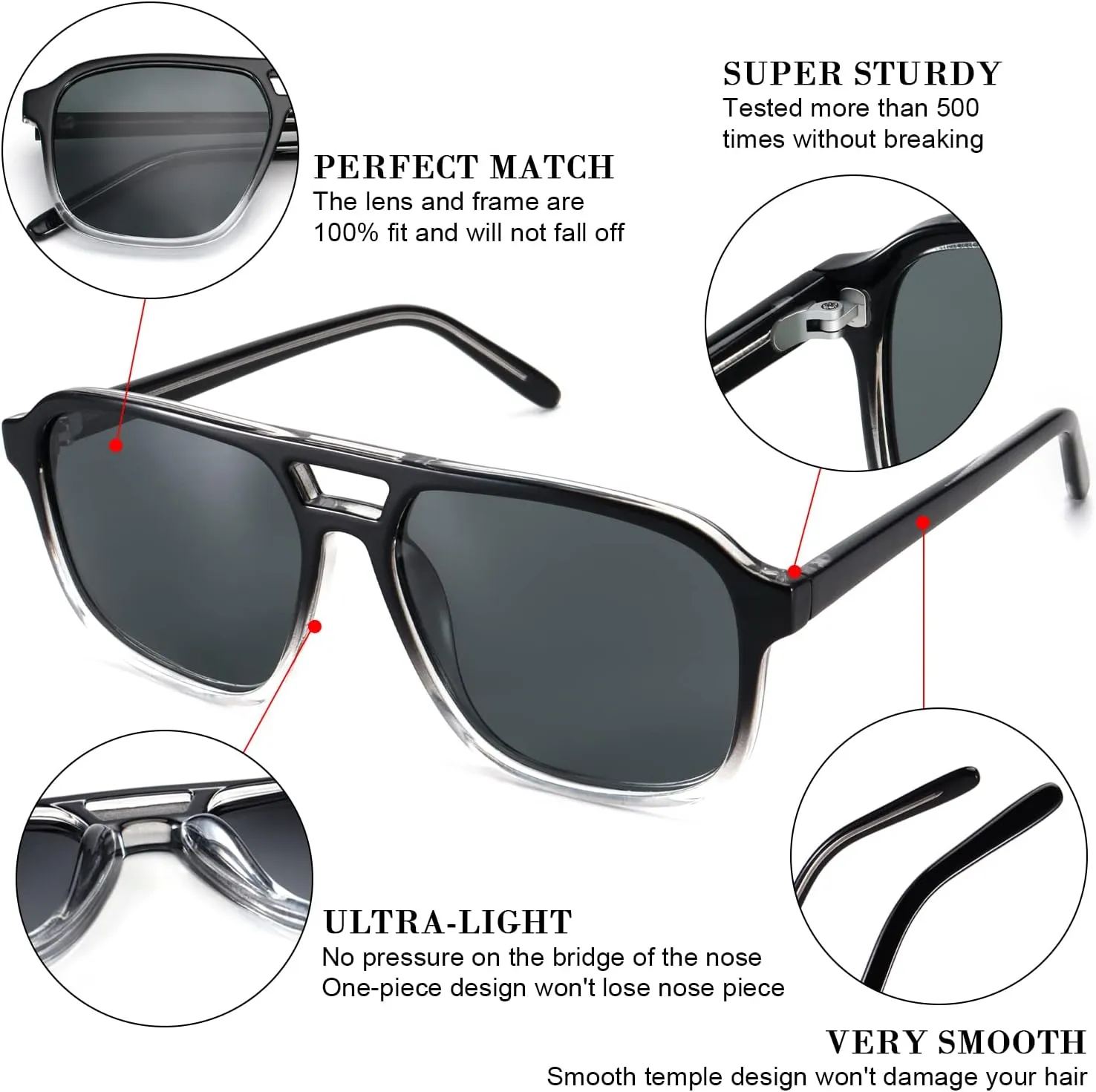 Dollger Retro Polarized Aviator Sunglasses for Men Women Vintage 70s Square Flat Pilot Shades Driving Fishing UV Protection