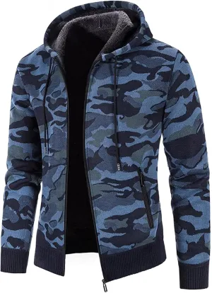 DuDubaby Lightweight Jacket For Mens Men'S Fashion Long Sleeve Warm Camouflage Printed Hooded Jacket Top