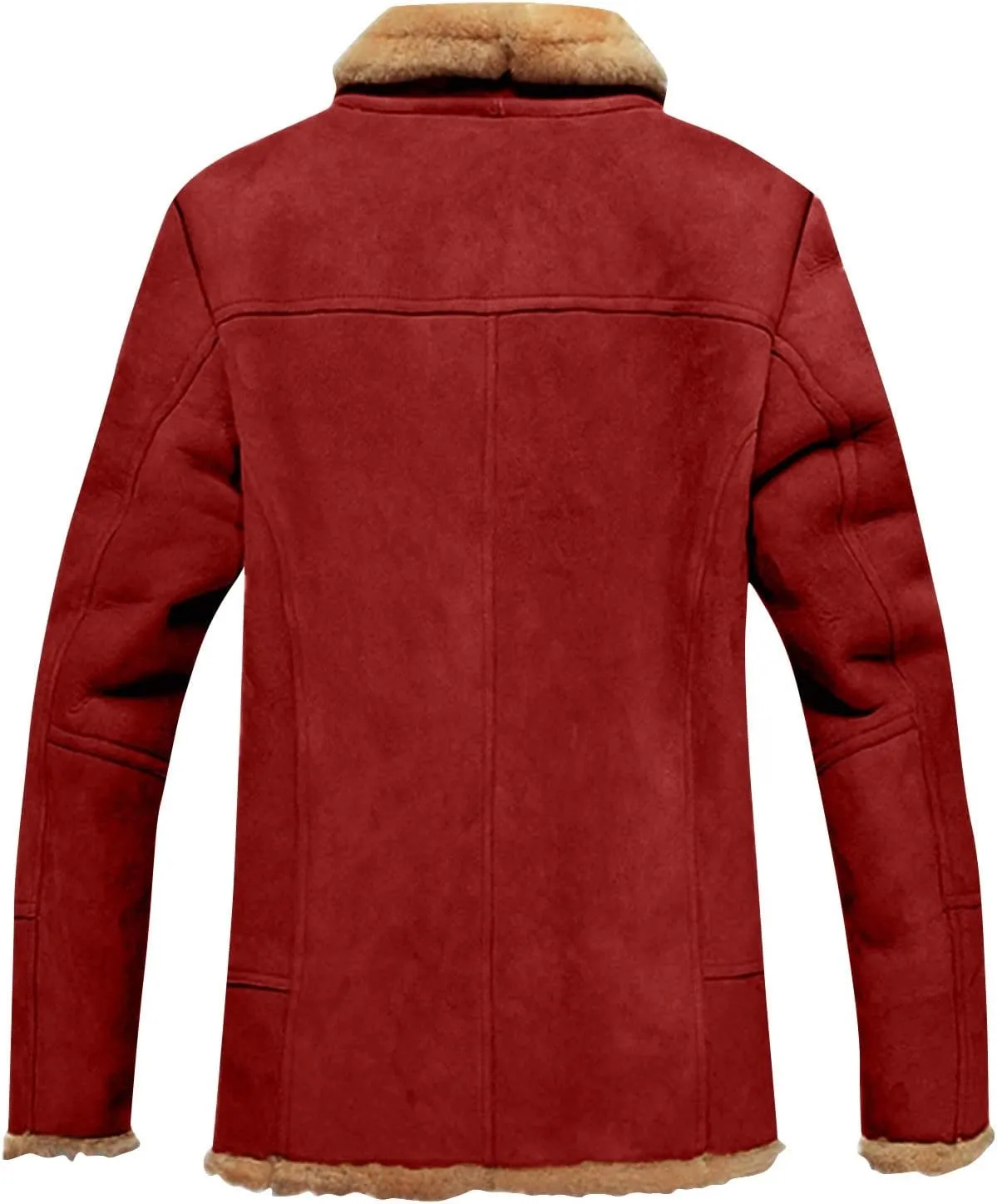 DuDubaby Men's Thickened Long Sleeves Coat Faux Leather Fleece Jacket Outerwear