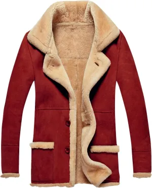 DuDubaby Men's Thickened Long Sleeves Coat Faux Leather Fleece Jacket Outerwear