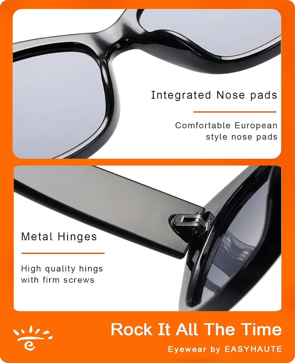 EASYHAUTE Cat Eye Sunglasses for Women Retro Cateye Frame - Vintage 90s UV400 Protection Sunnies, Chic Shades for Small Face