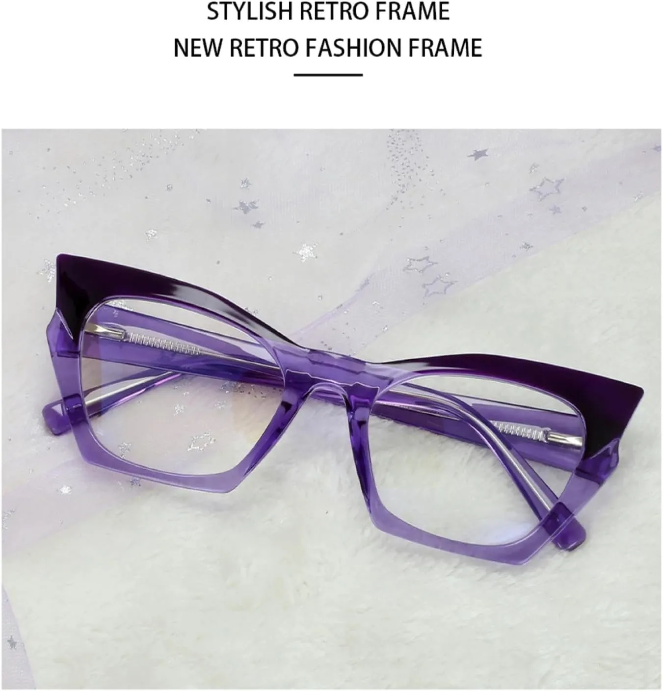 Fashion Cat Eye Spectacle Frame Men Women Two Color Splicing Spring Hinge Glasses