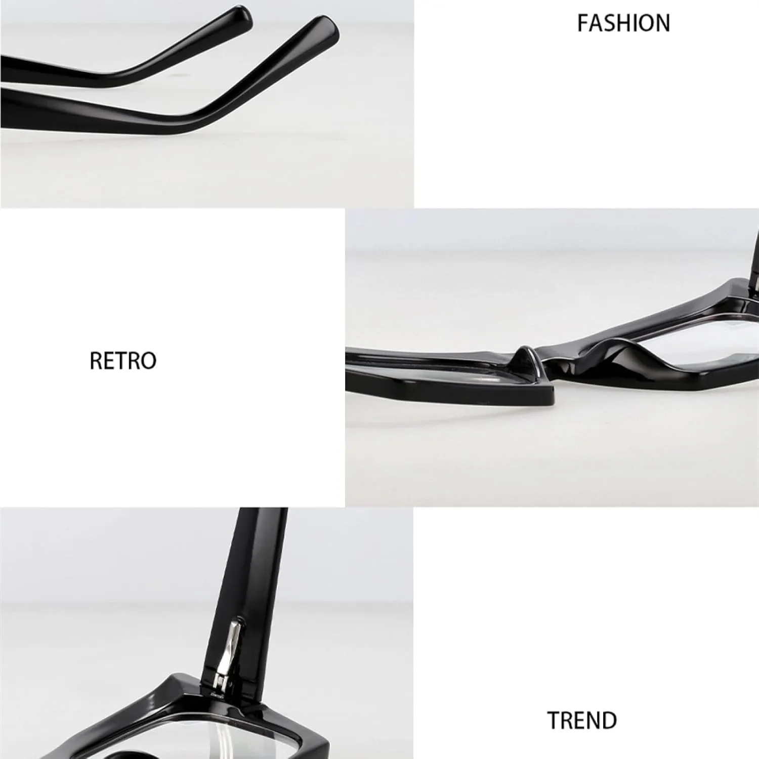 Fashion Cat Eye Spectacle Frame Men Women Two Color Splicing Spring Hinge Glasses