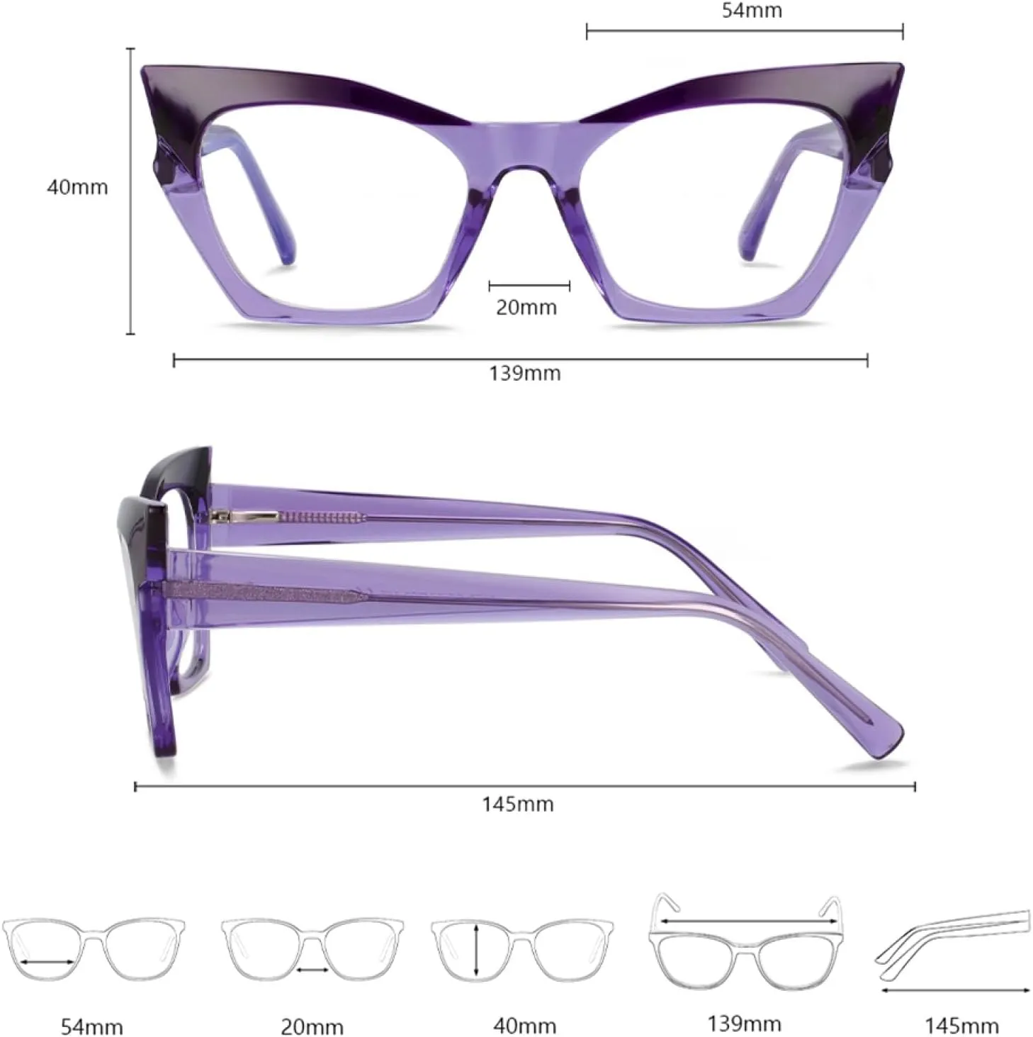 Fashion Cat Eye Spectacle Frame Men Women Two Color Splicing Spring Hinge Glasses