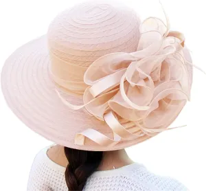 Fashion Classic Black Fedora Flat Hat, Wide Brim Jazz Hats Church Cap for Women Church Hats for Women