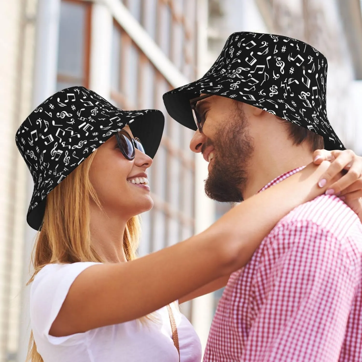 Fashion Funny Music Notes Sun Hats Reversible Print Bucket Hat for Women and Men Unisex