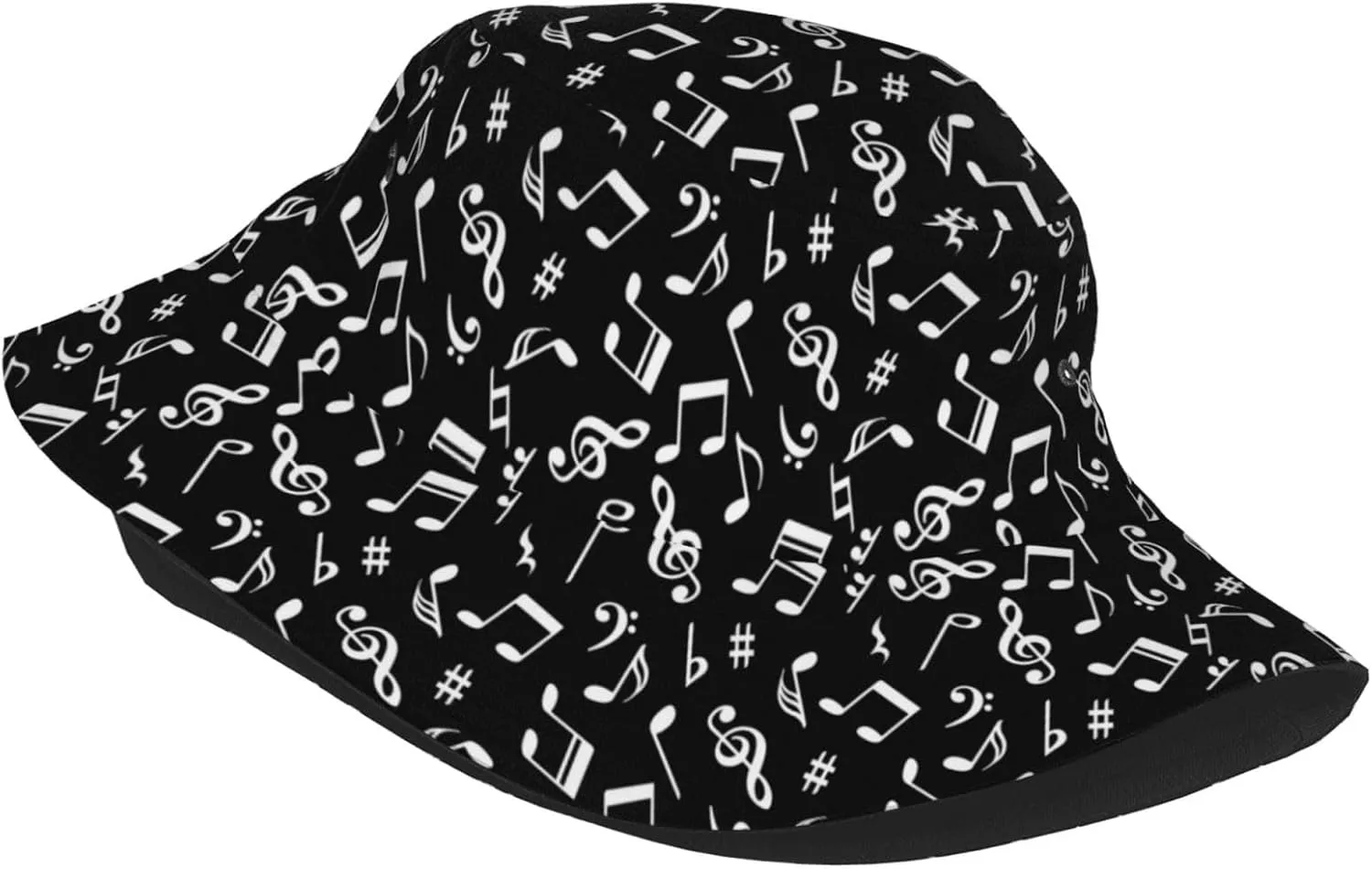 Fashion Funny Music Notes Sun Hats Reversible Print Bucket Hat for Women and Men Unisex