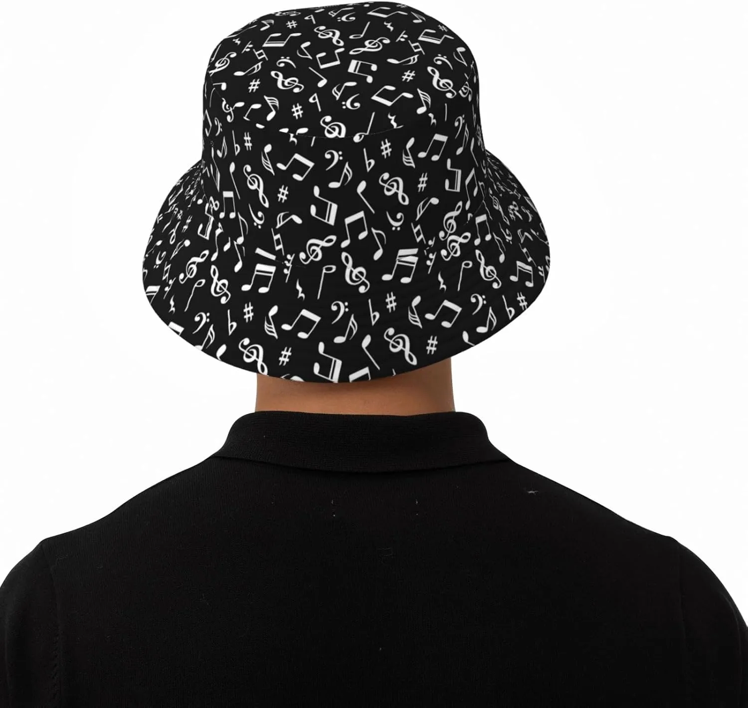 Fashion Funny Music Notes Sun Hats Reversible Print Bucket Hat for Women and Men Unisex