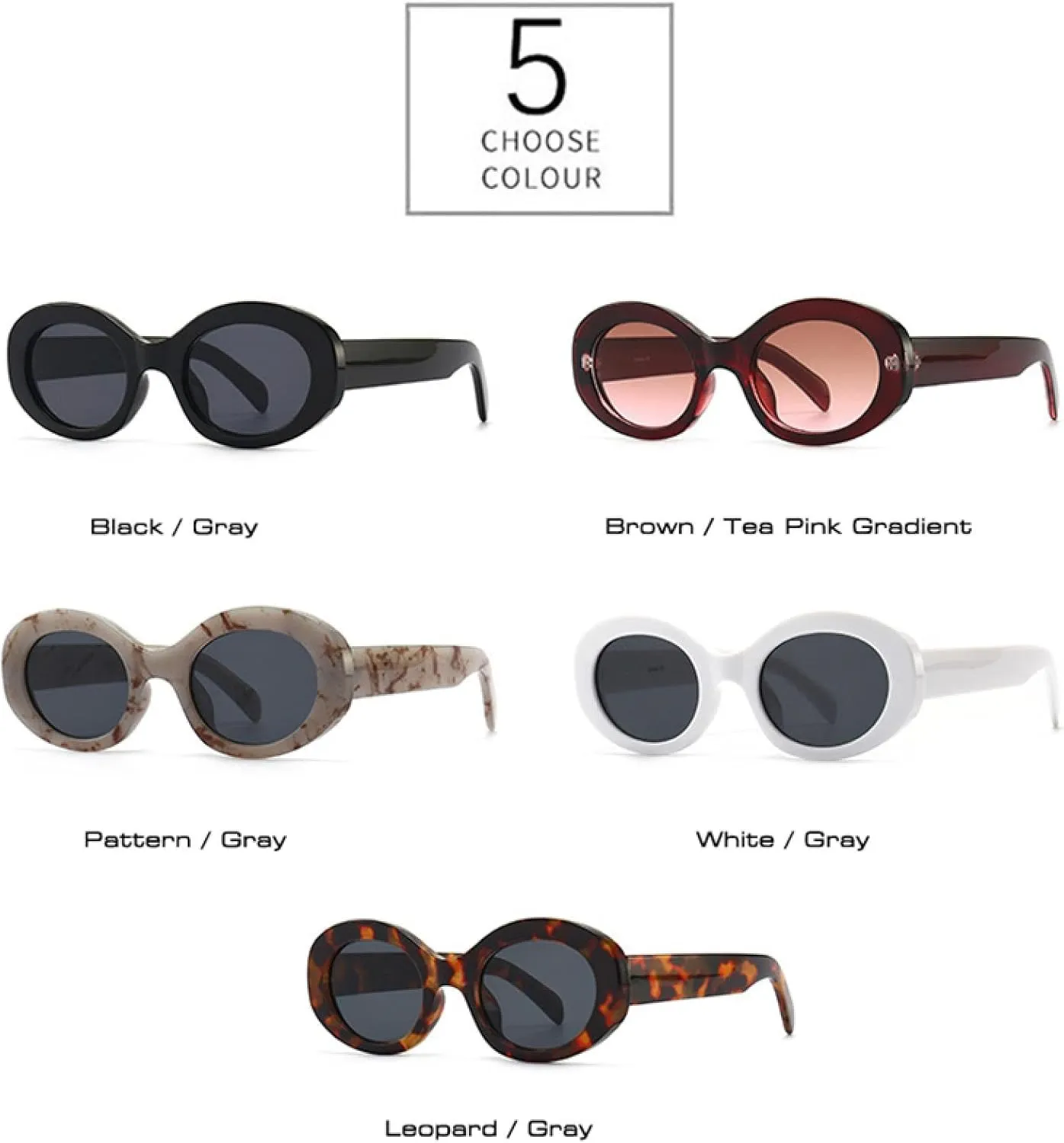 Fashion Oval Women Shades Uv400 Men Retro Round Leopard Sun Glasses