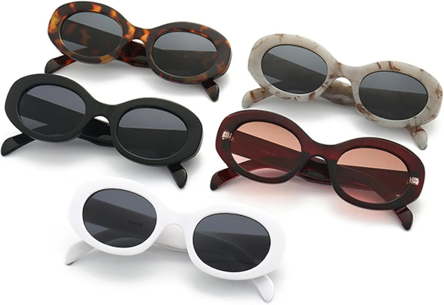 Fashion Oval Women Shades Uv400 Men Retro Round Leopard Sun Glasses