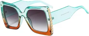 Fashion Oversized Sunglasses Women Retro Luxury Pearl Decoration Double Color Wide Legs Sun Glasses Men Uv400