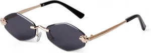 Fashion Rimless Rivets Frame Sunglasses Women Luxury Sun Glasses Men Frameless Metal Thin Leg Shades Uv
