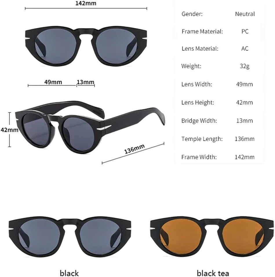 Fashion Round Sunglasses Women Classic Vintage Men Sun Glasses Steampunk Shades UV400 Oval Female