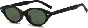 Fashion Small Cat Eye Sunglasses Women Retro Rivets Shades Uv400 Men Trending Green Tea Oval Lens Sun Glasses