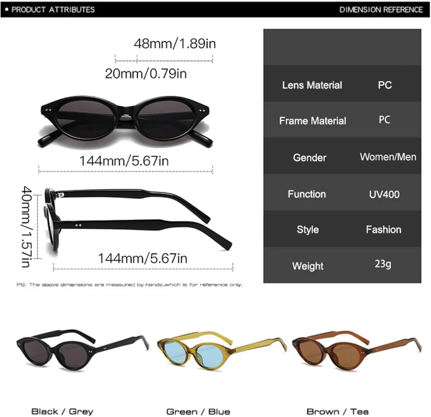 Fashion Small Cat Eye Sunglasses Women Retro Rivets Shades Uv400 Men Trending Green Tea Oval Lens Sun Glasses