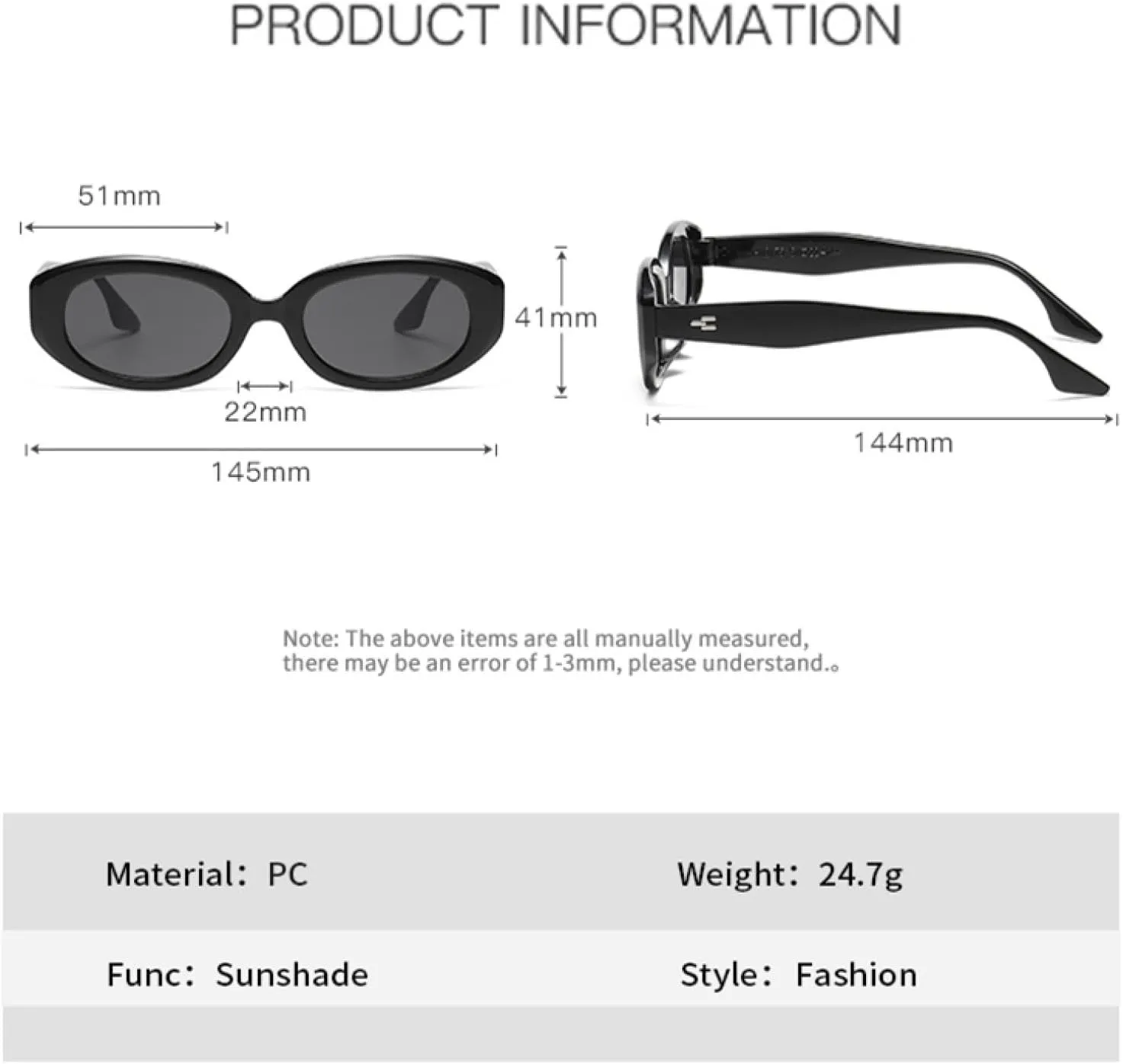 Fashion Sunglasses Oval Frame Sun Glasses Retro Small Frame Street Photo Uv400