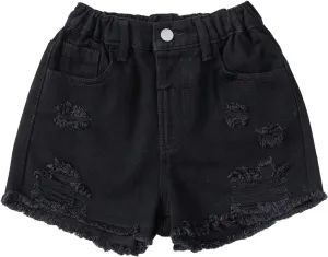 Floerns Girls Ripped Raw Trim Shorts High Waist Straight Leg Denim Shorts