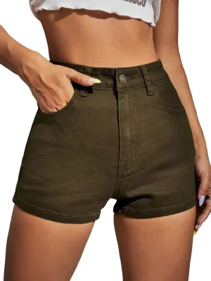 Floerns Women's Casual High Waist Denim Shorts Straight Leg Jean Shorts