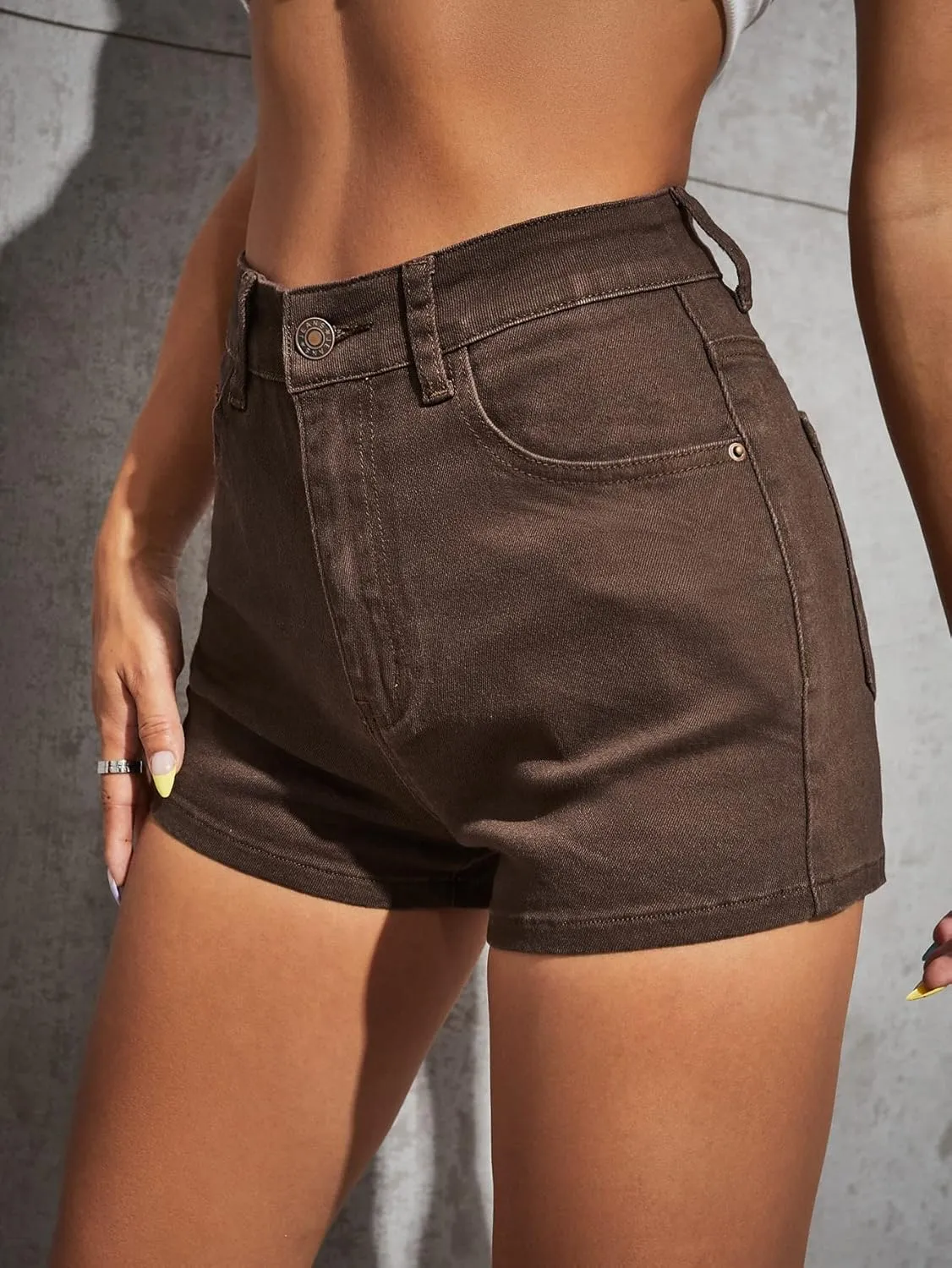 Floerns Women's Casual High Waist Denim Shorts Straight Leg Jean Shorts