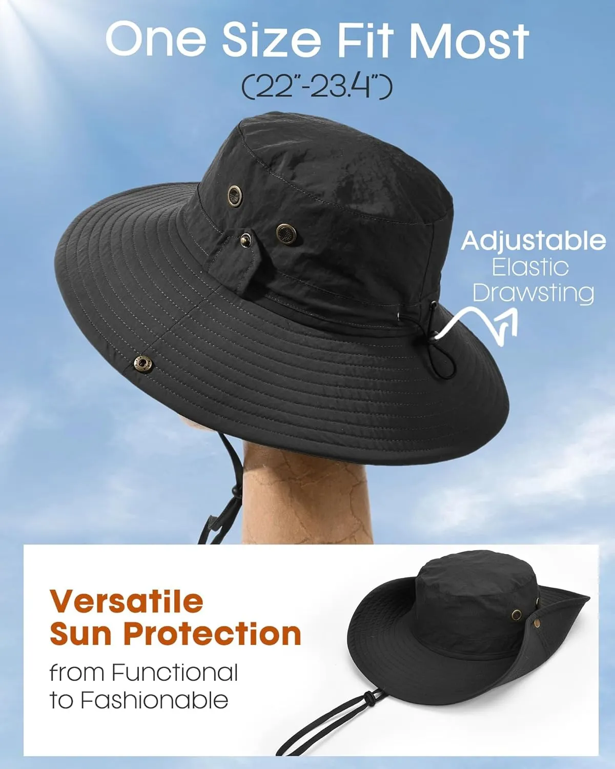 FURTALK Sun Hats for Men Fishing Hat UPF 80  Foldable Wide Brim Outdoor Hiking Beach Summer Hats