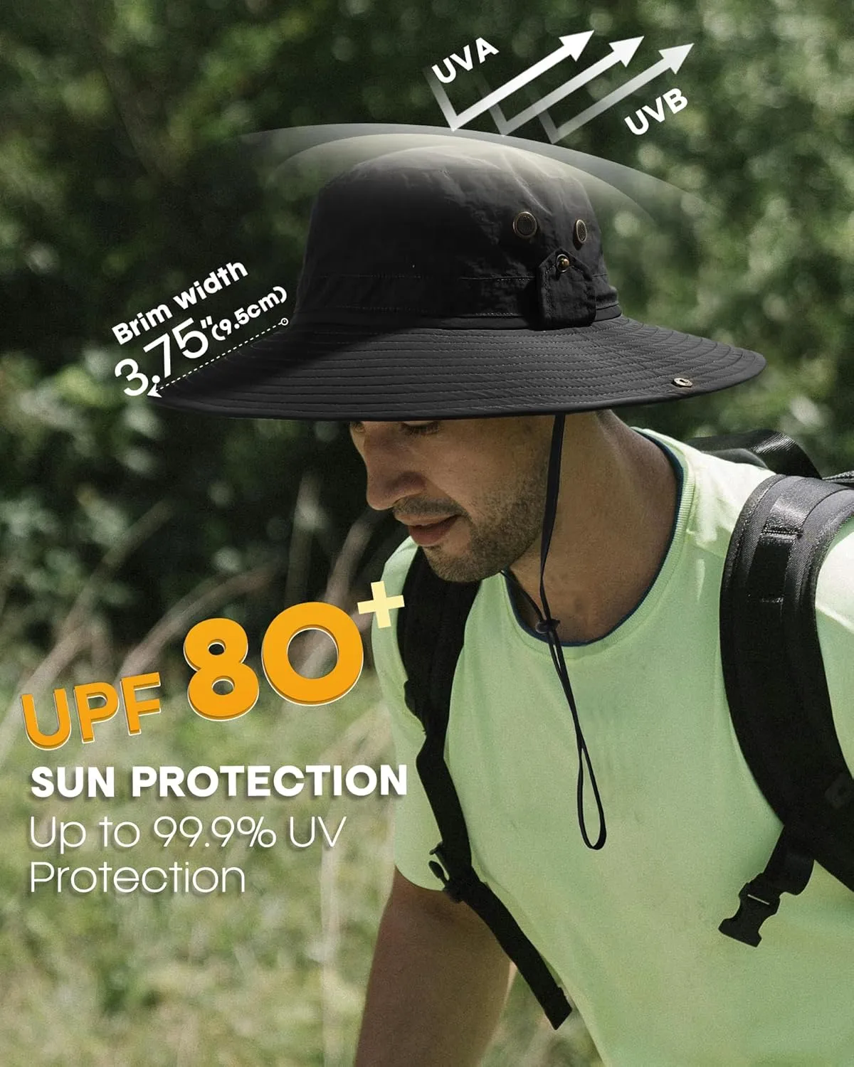 FURTALK Sun Hats for Men Fishing Hat UPF 80  Foldable Wide Brim Outdoor Hiking Beach Summer Hats