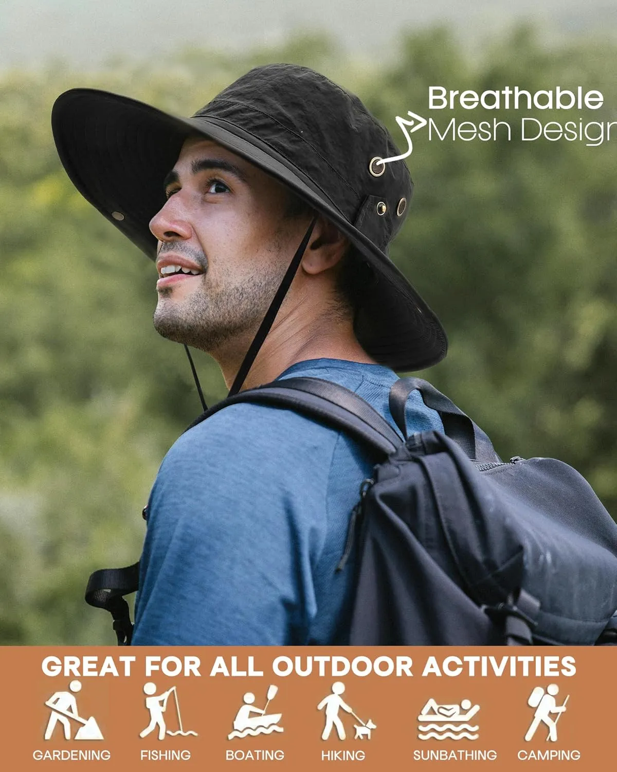 FURTALK Sun Hats for Men Fishing Hat UPF 80  Foldable Wide Brim Outdoor Hiking Beach Summer Hats